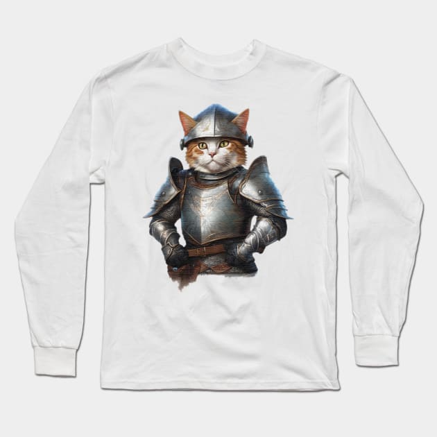 cat knight in shining armour Long Sleeve T-Shirt by JnS Merch Store